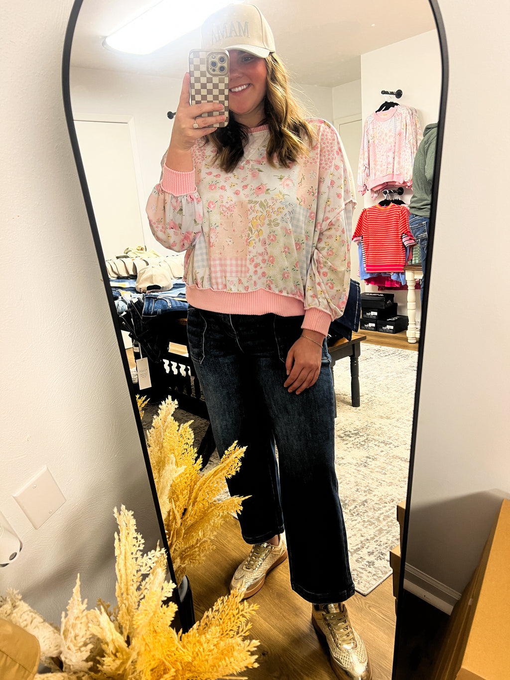Triangle Oversized Long Sleeve Patchwork Top