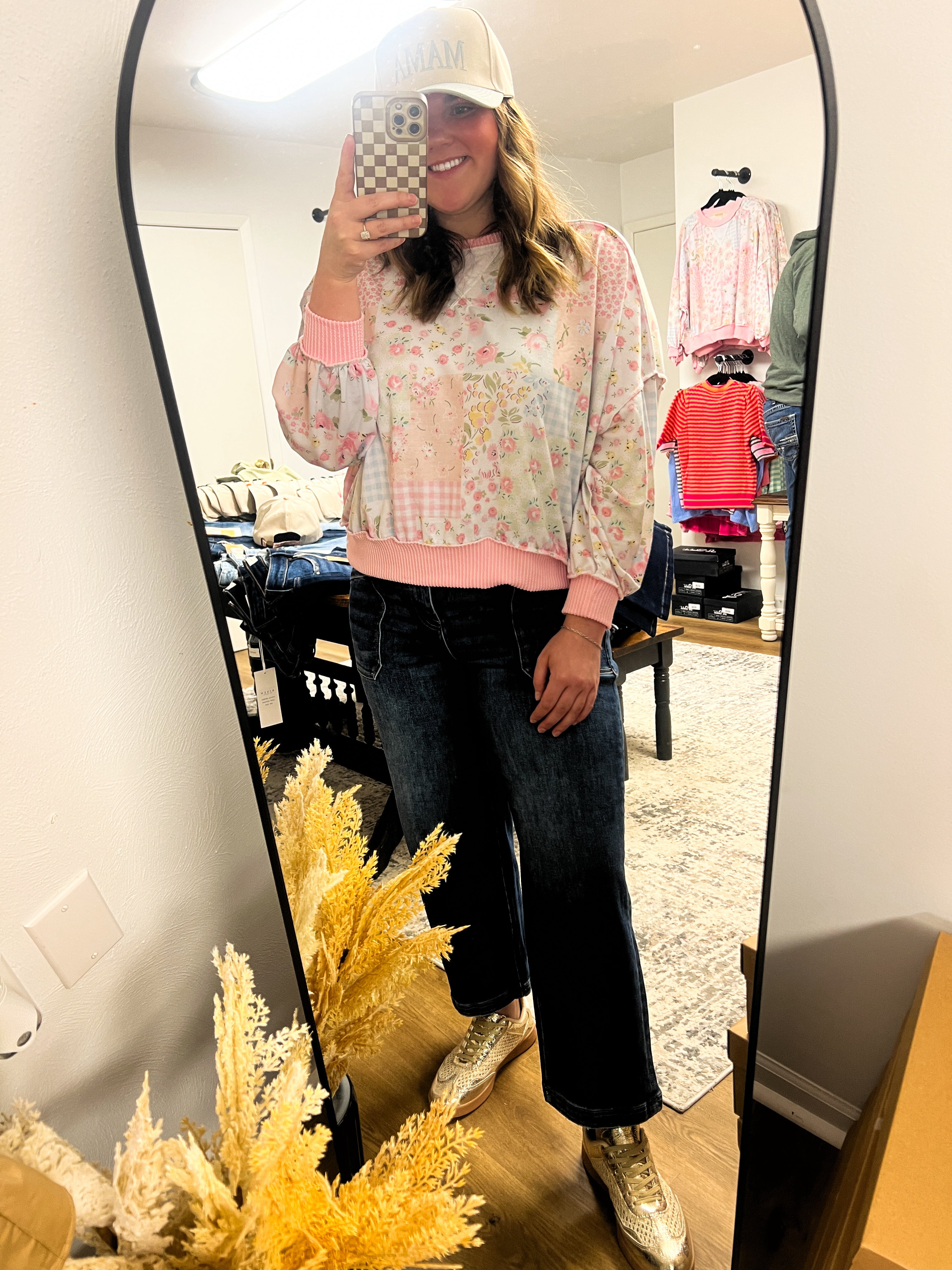 Triangle Oversized Long Sleeve Patchwork Top