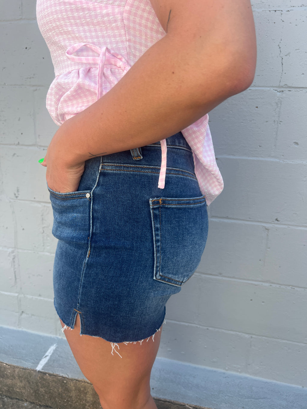 High Rise Side Slit Basic Shorts