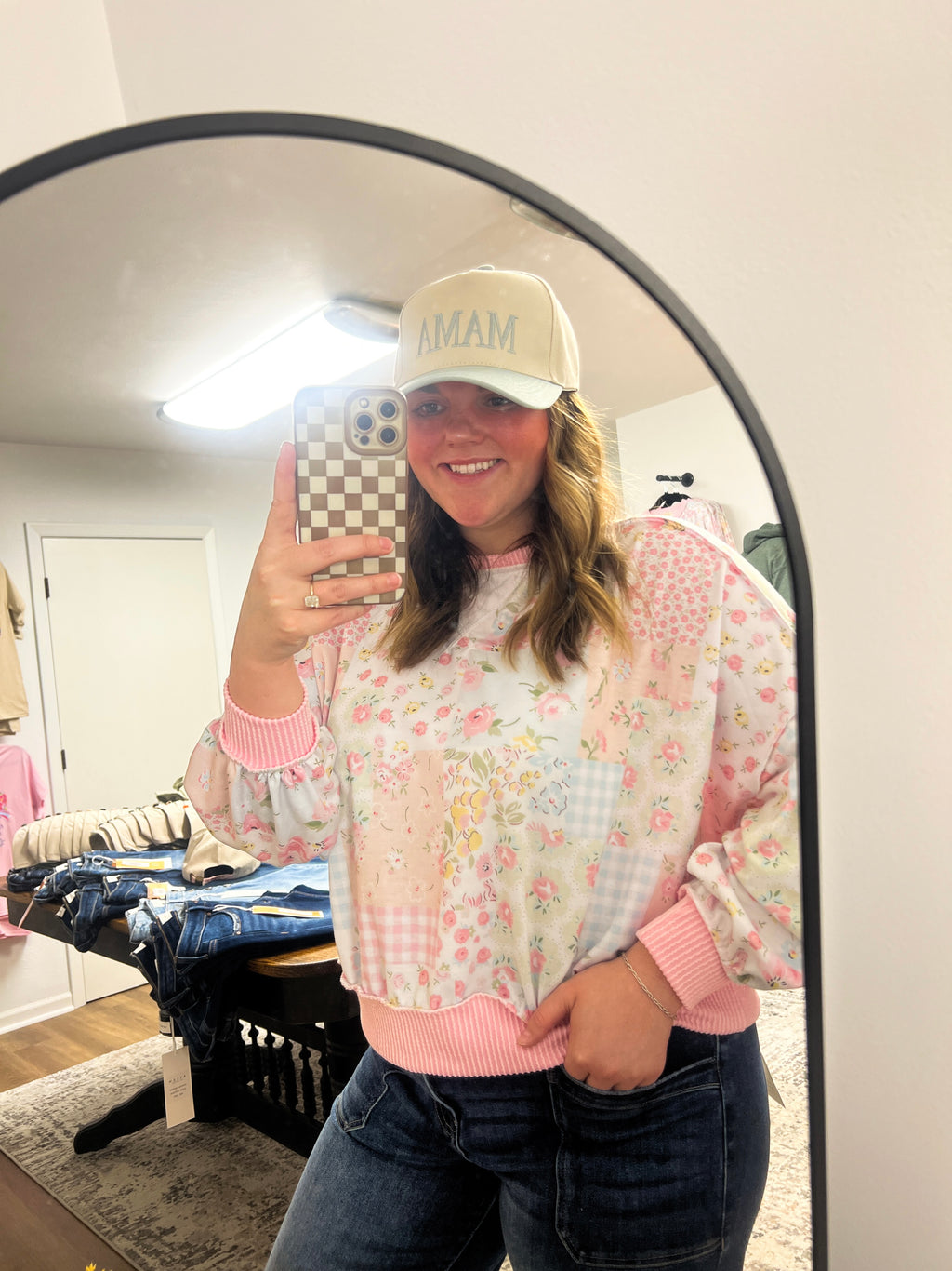 Triangle Oversized Long Sleeve Patchwork Top