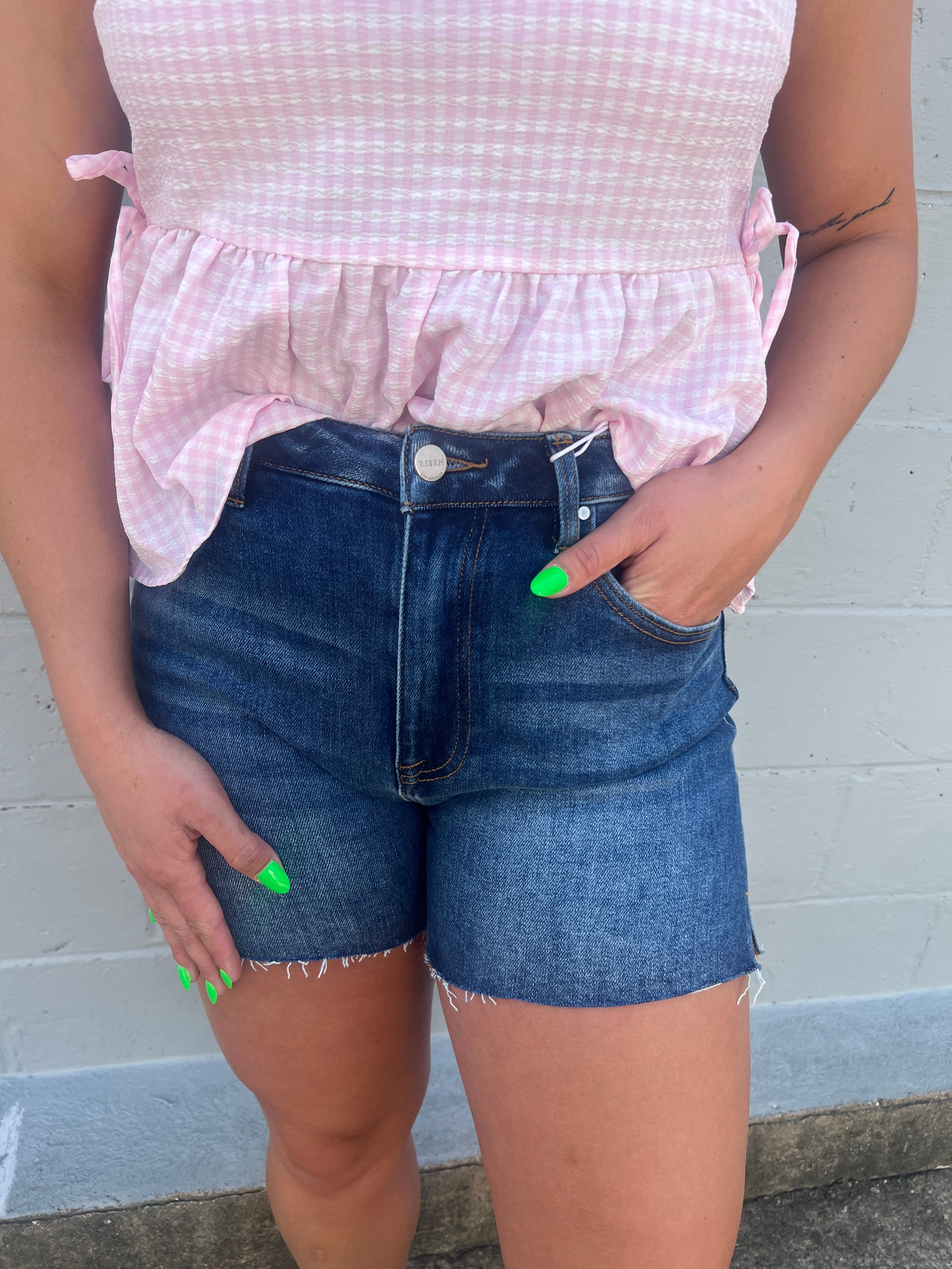 High Rise Side Slit Basic Shorts