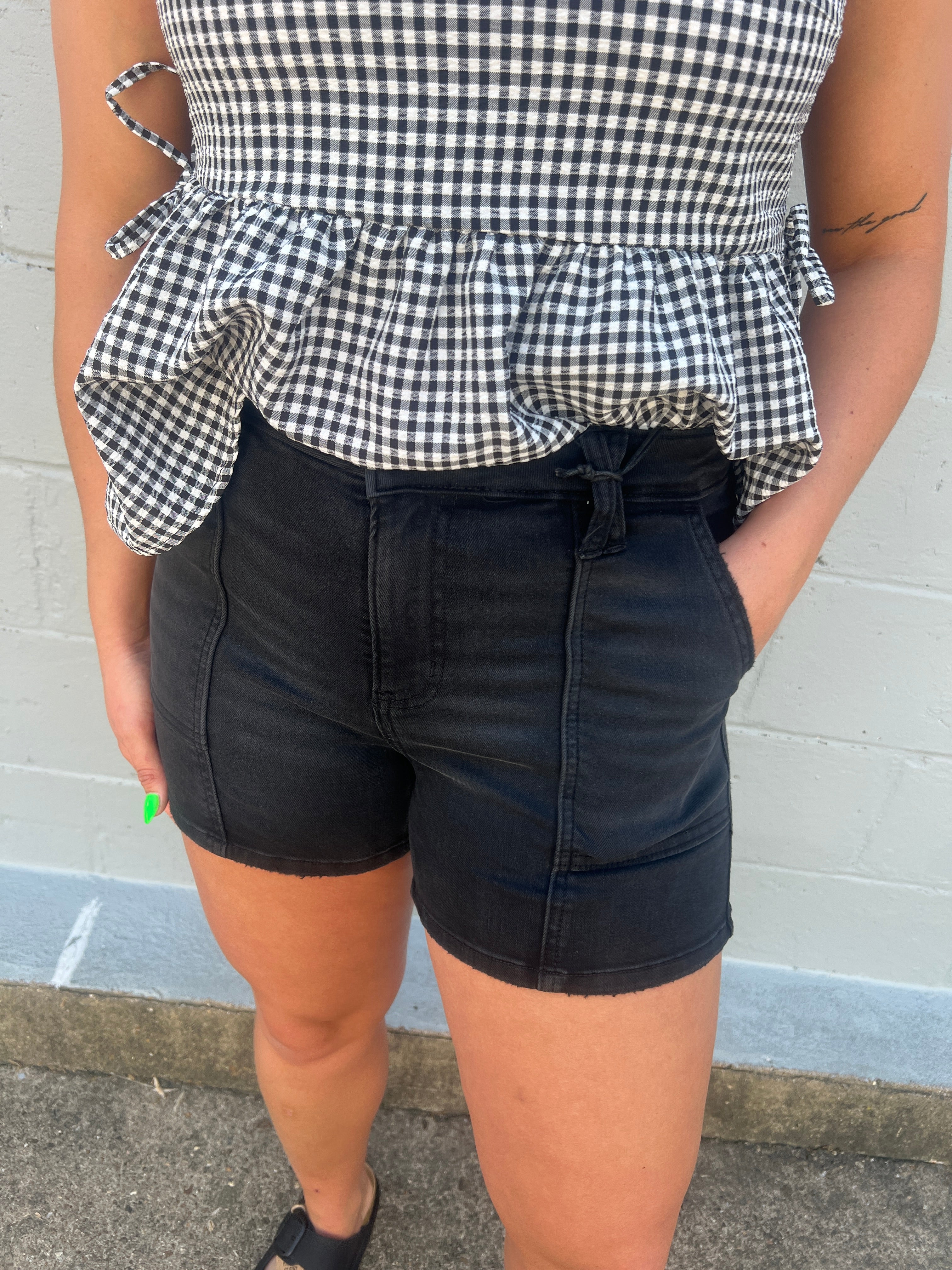 Black Front Pocket Shorts