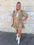 Puff Short Sleeve Tiered Dress