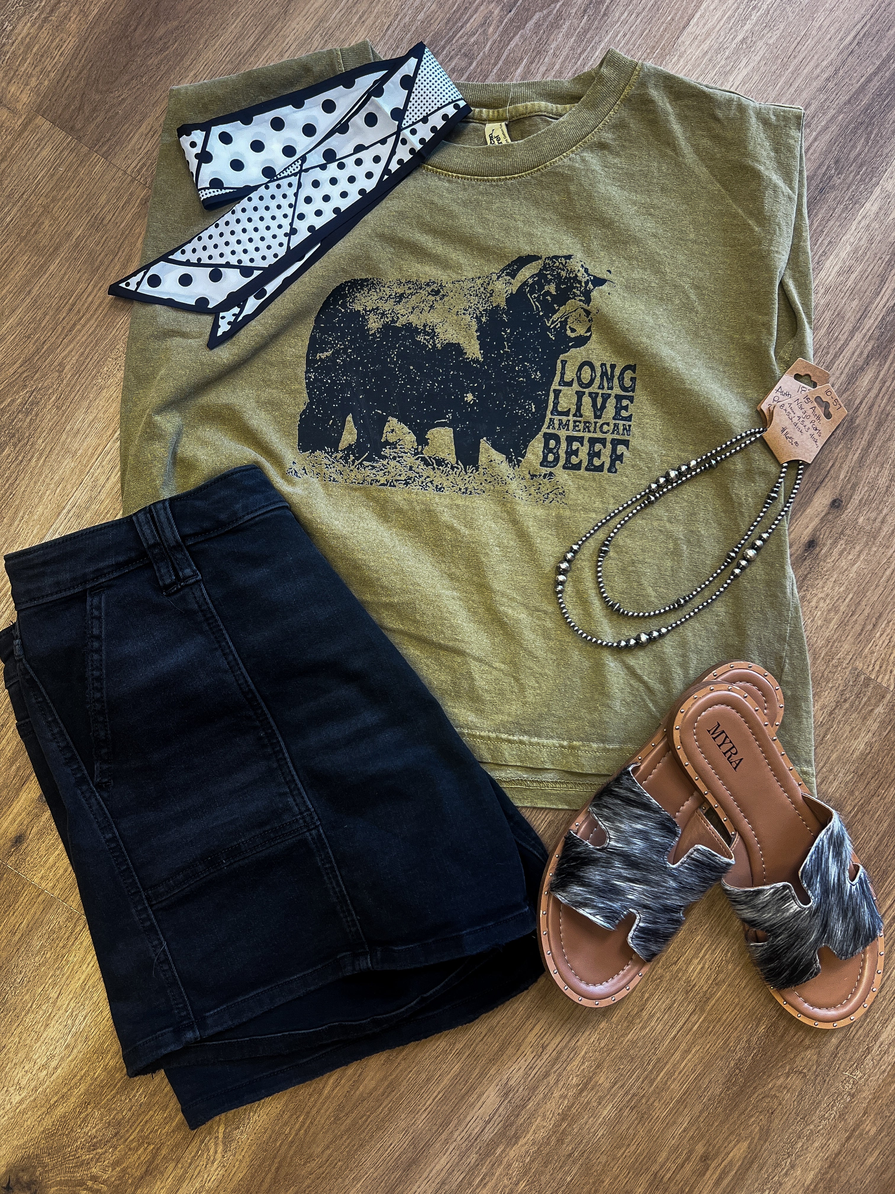 Long Live American Beef Tank- Olive
