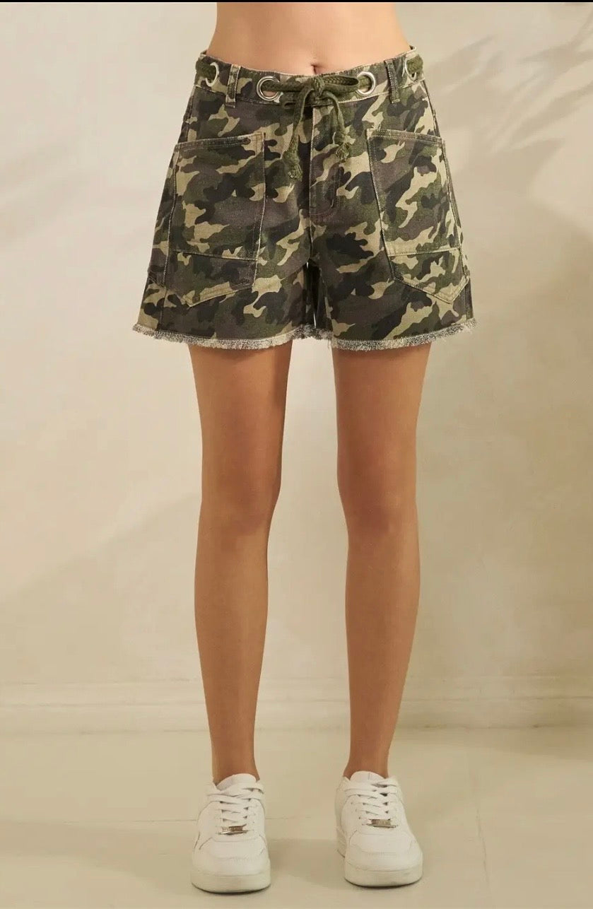 Camo Denim Shorts