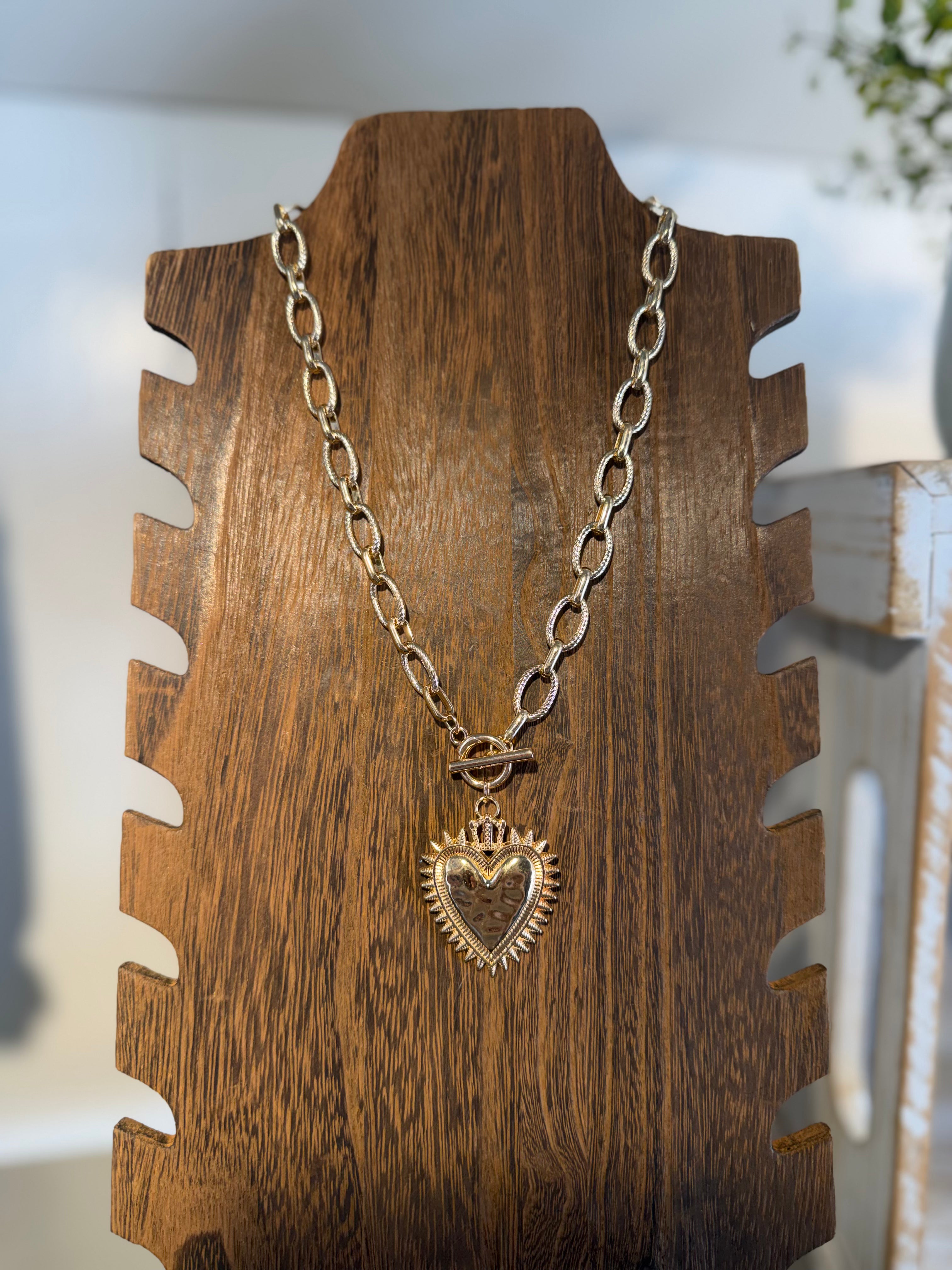 Gold Sun Heart Necklace