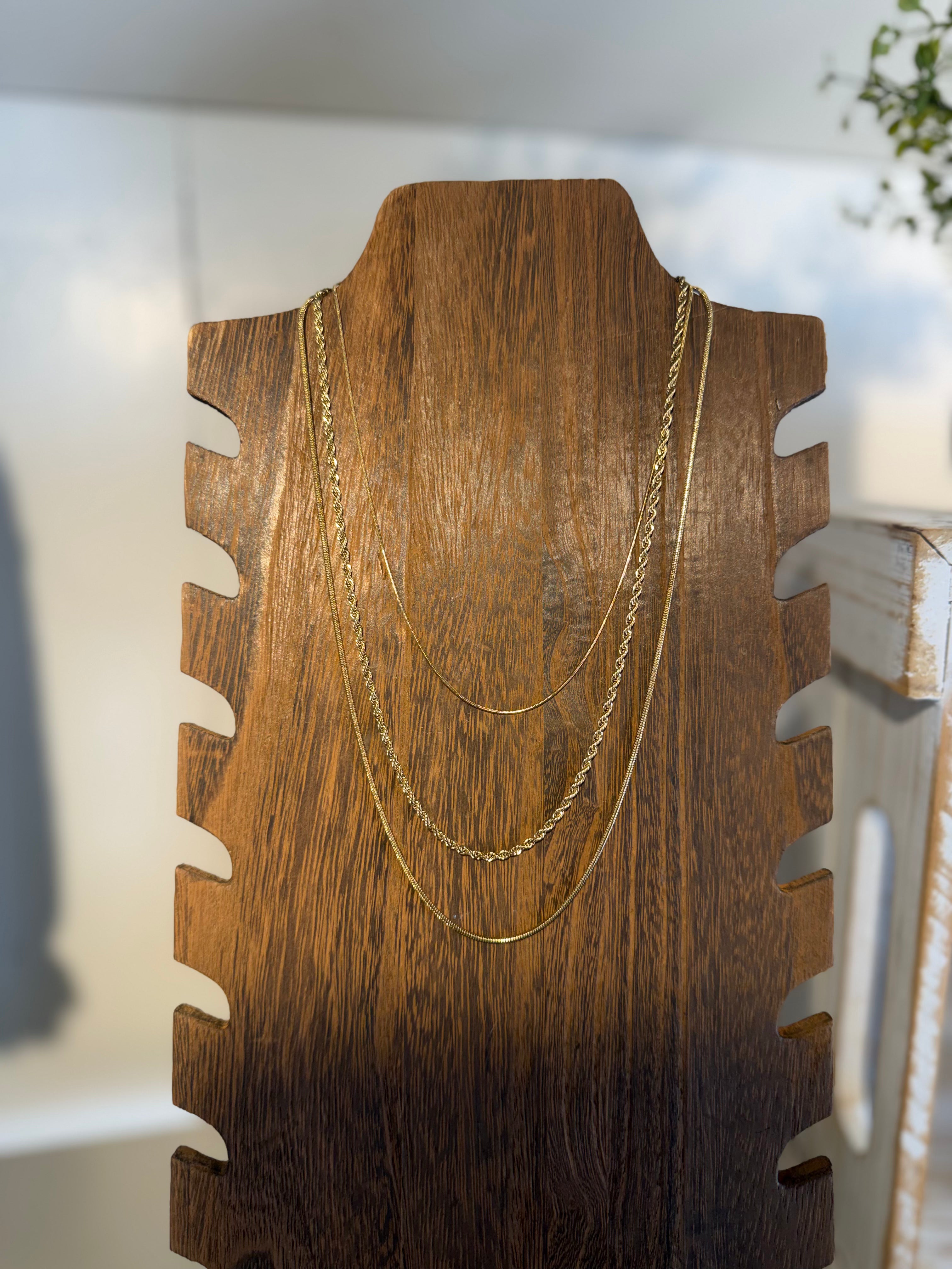 Simple Gold Stack Necklace Set