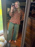 The Edna Wide Legged Jean- Olive
