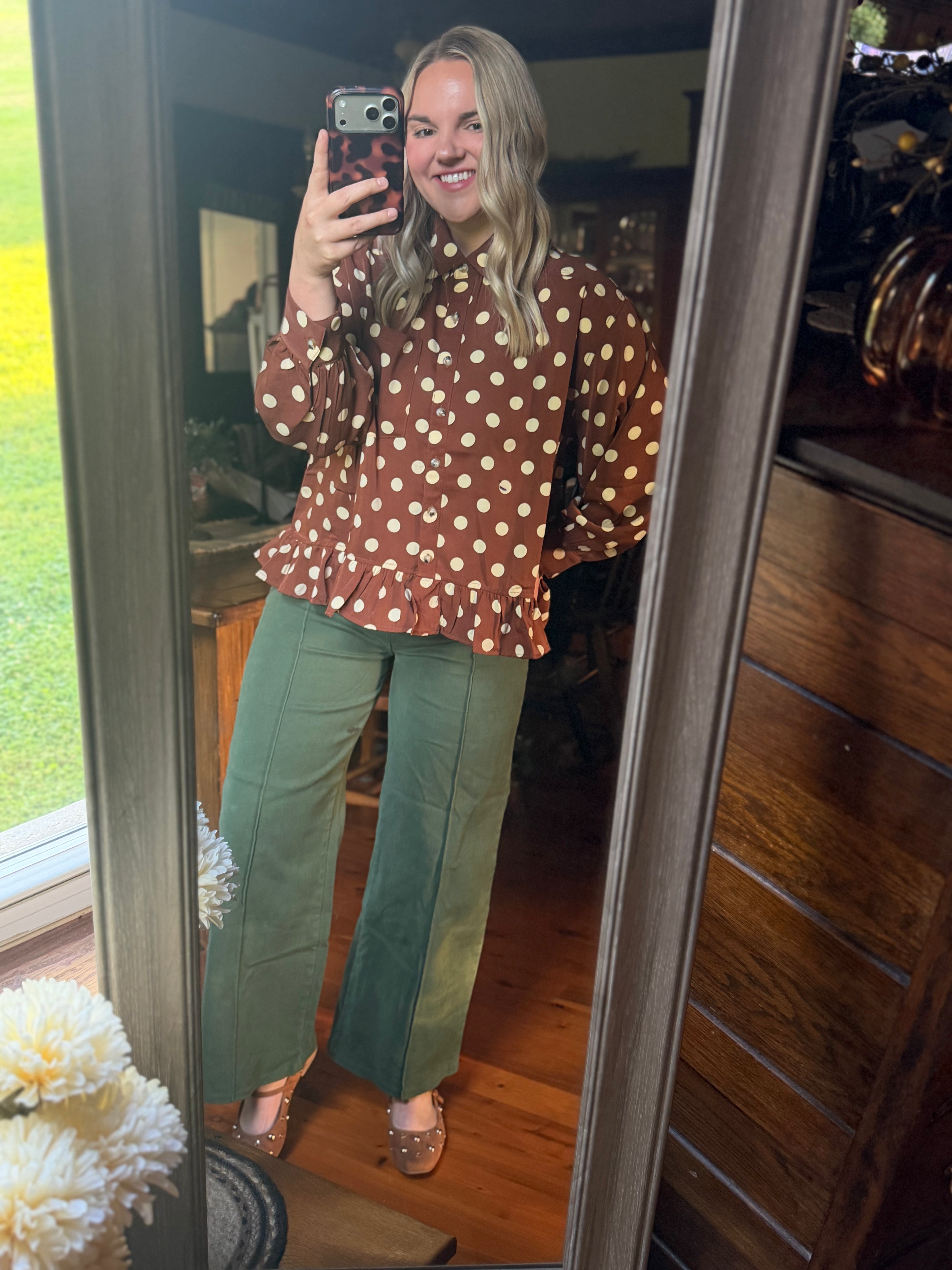 The Edna Wide Legged Jean- Olive