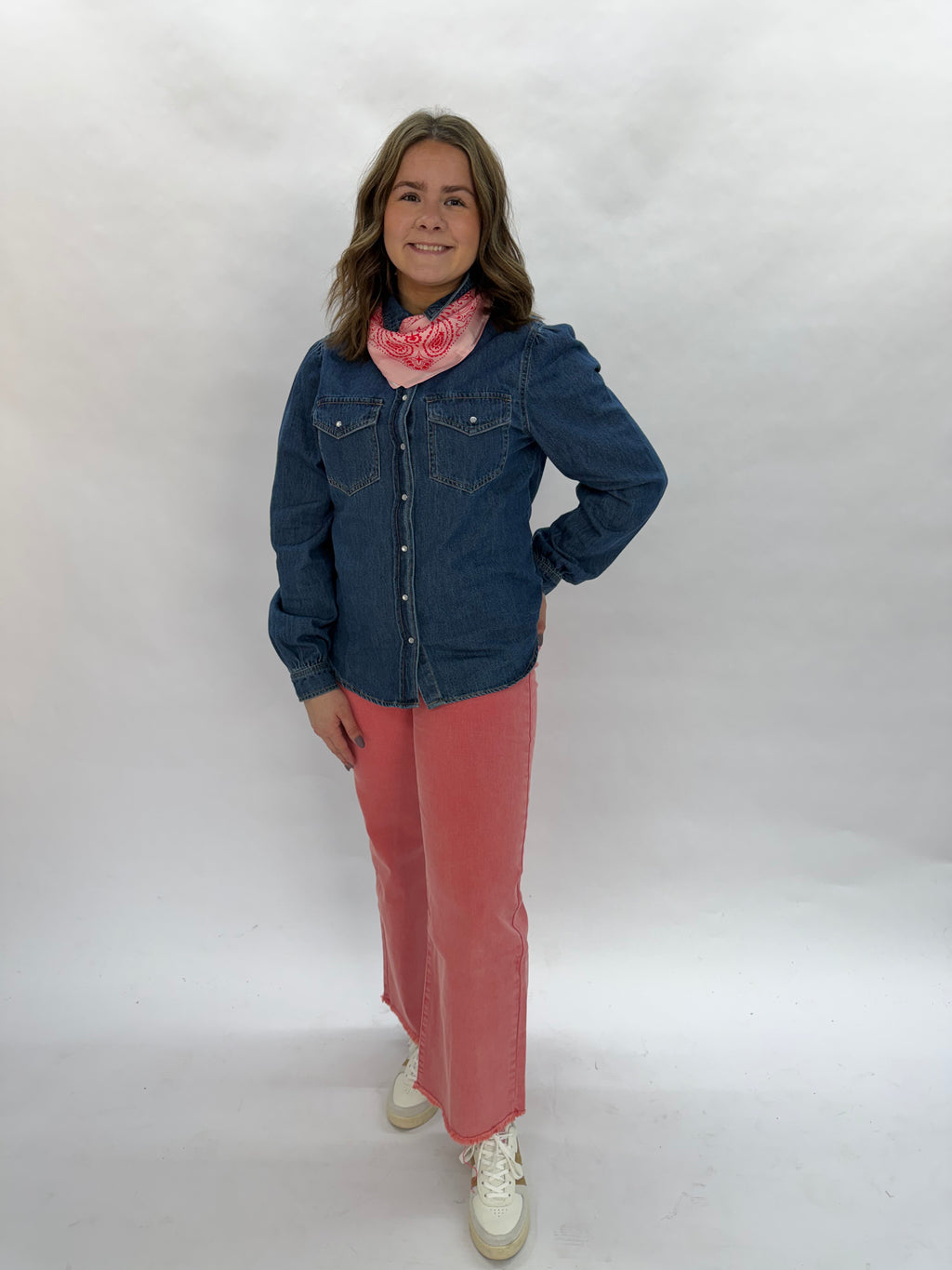 Pink Denim Cropped Jeans