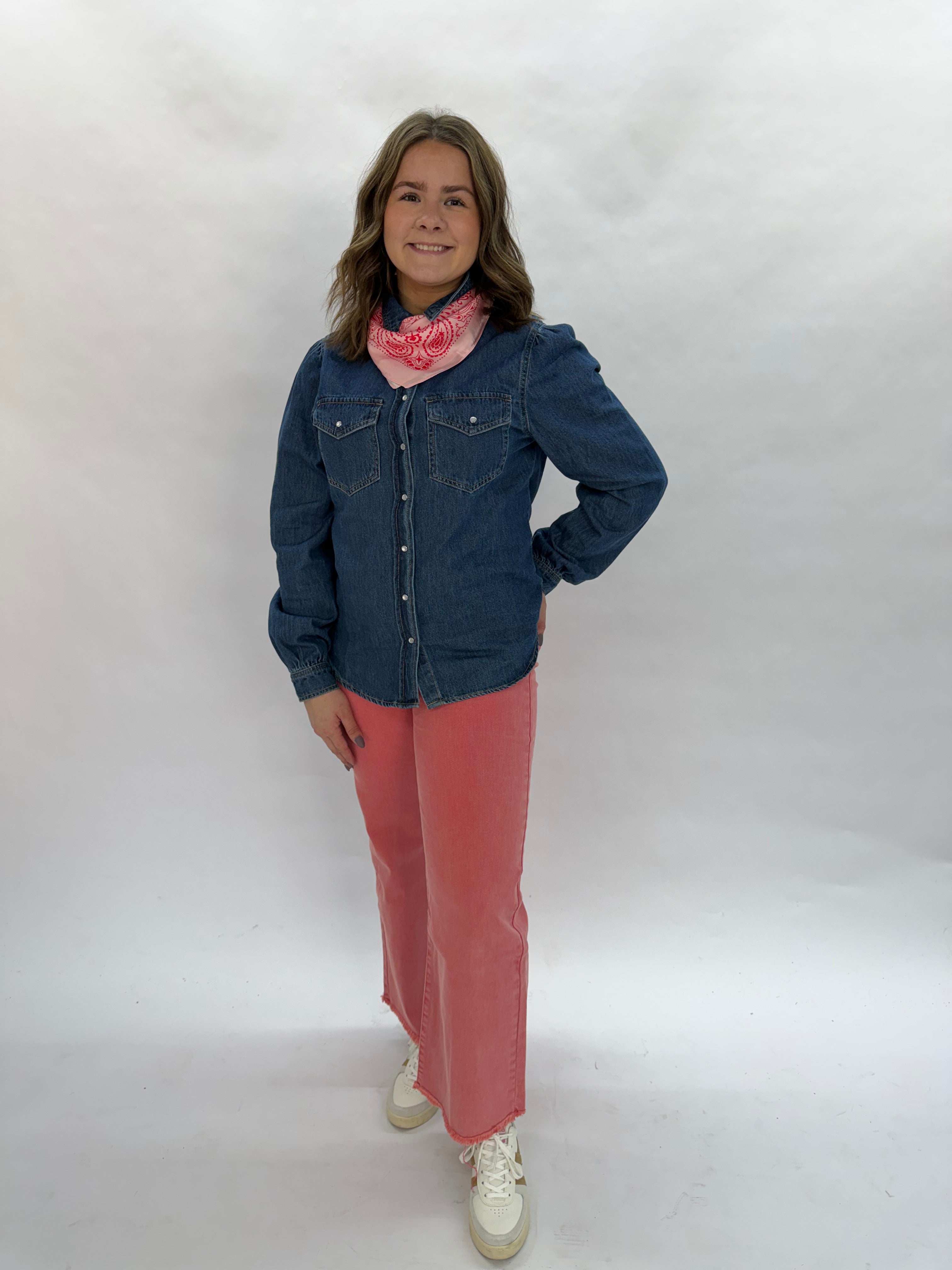 Pink Denim Cropped Jeans