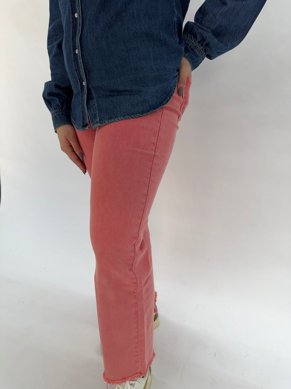 Pink Denim Cropped Jeans