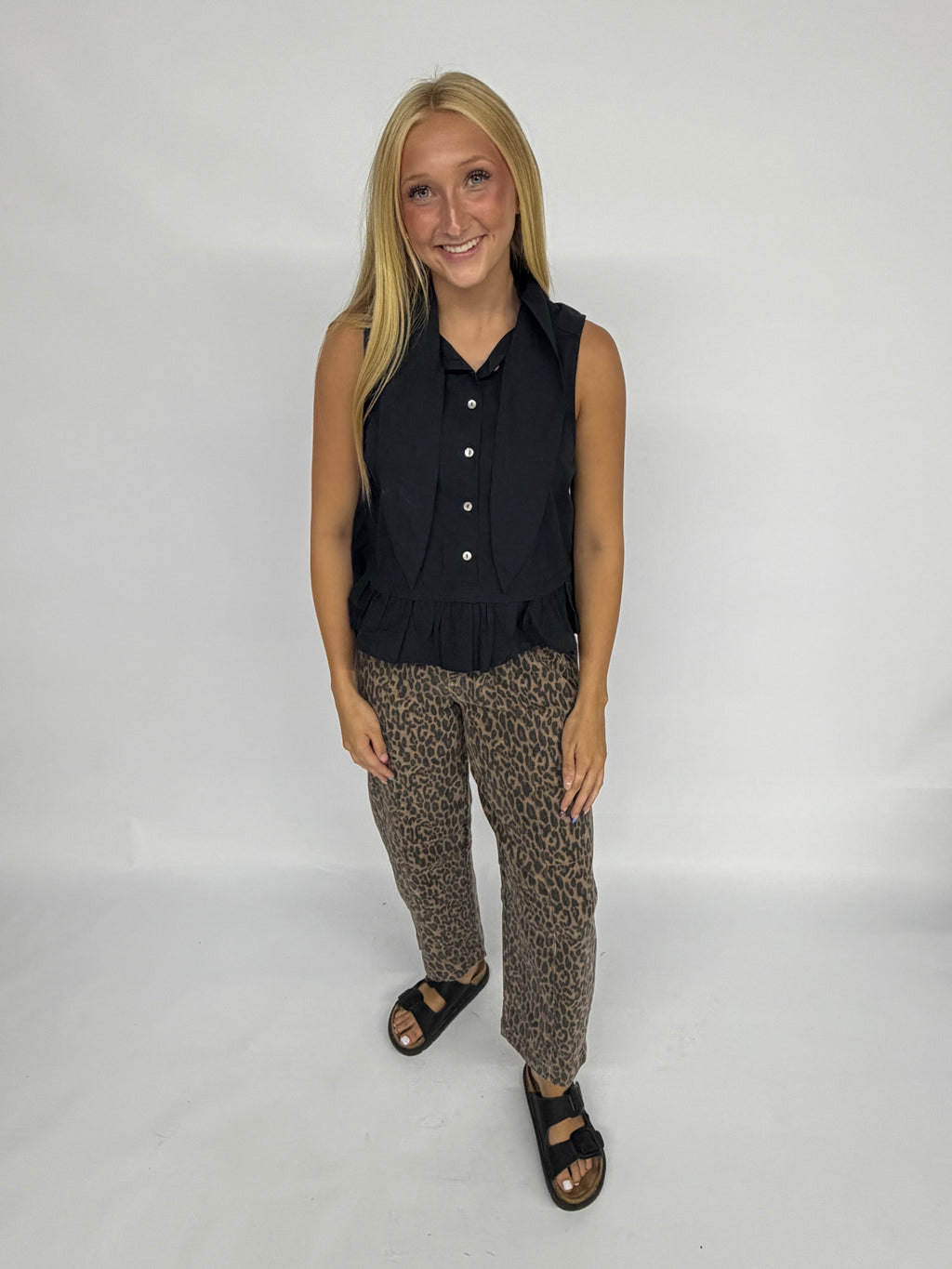 Mid Rise Crop Relaxed Jeans- Cheetah