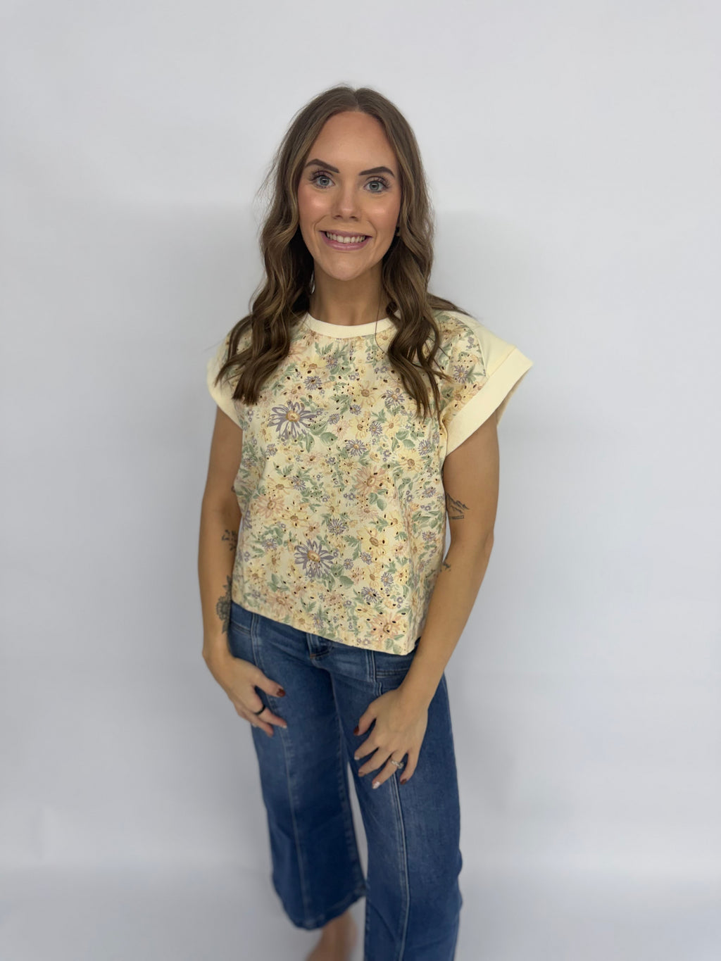 Floral Embroidery Print Tank