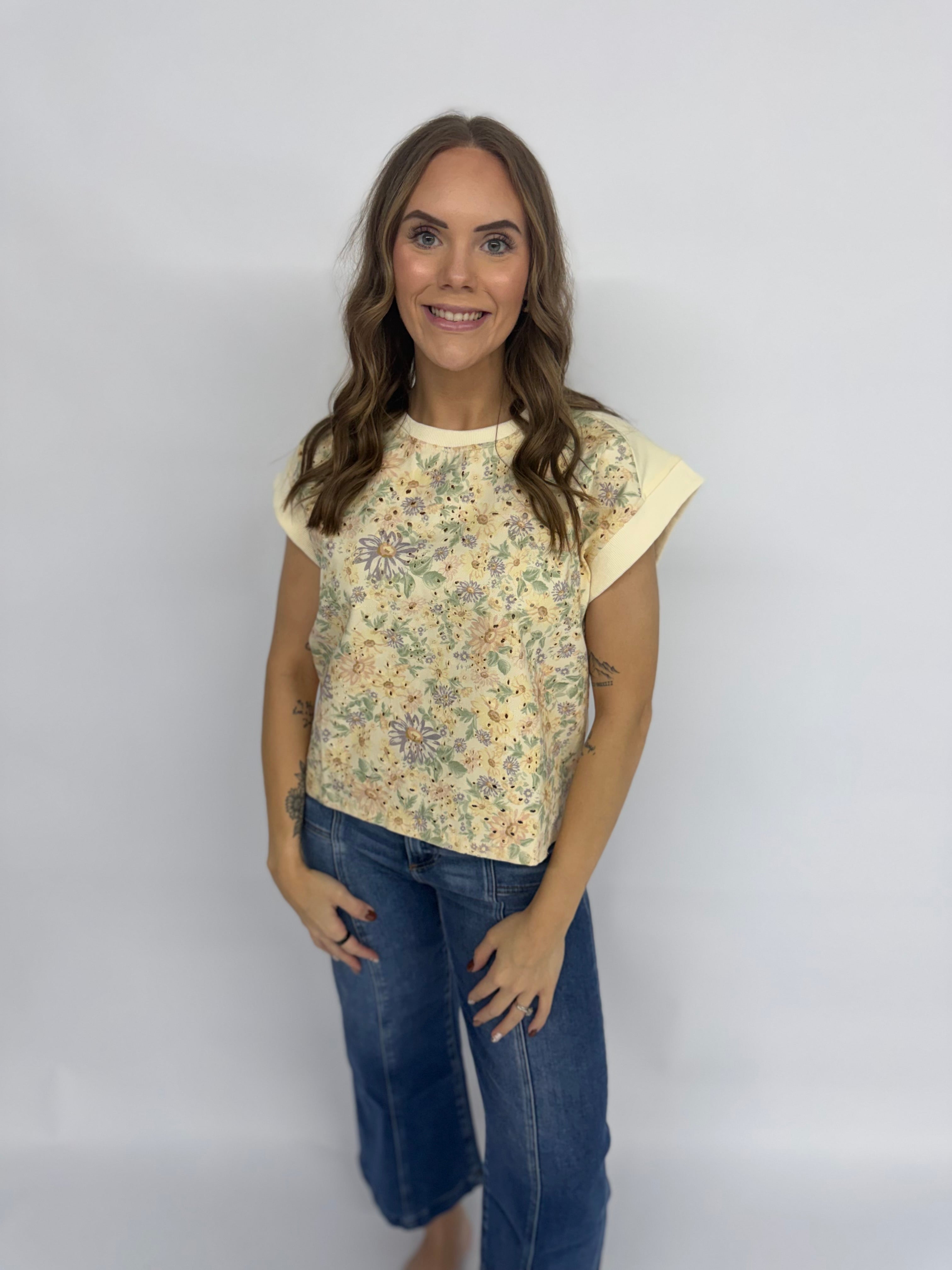 Floral Embroidery Print Tank