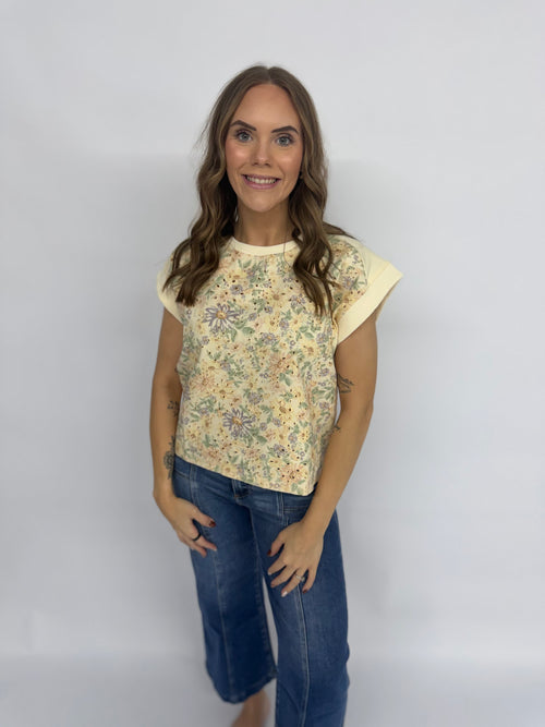 Floral Embroidery Print Tank