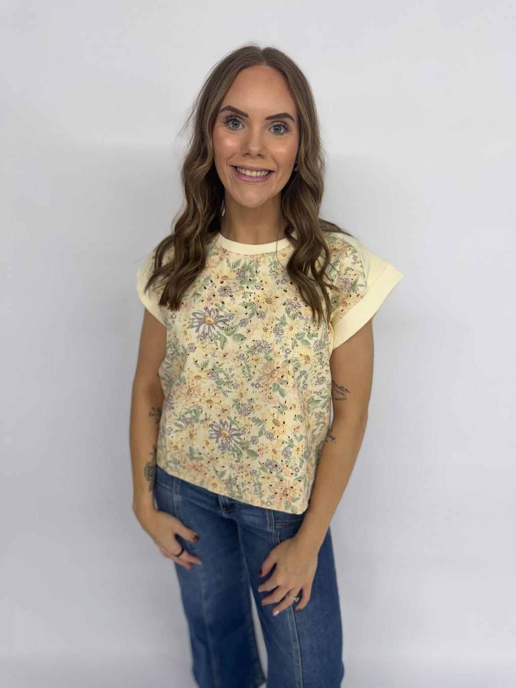 Floral Embroidery Print Tank