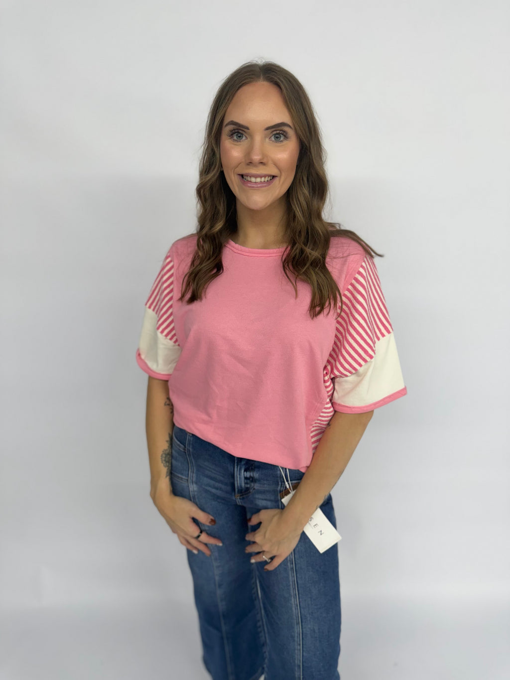 Pink Color Block Tee