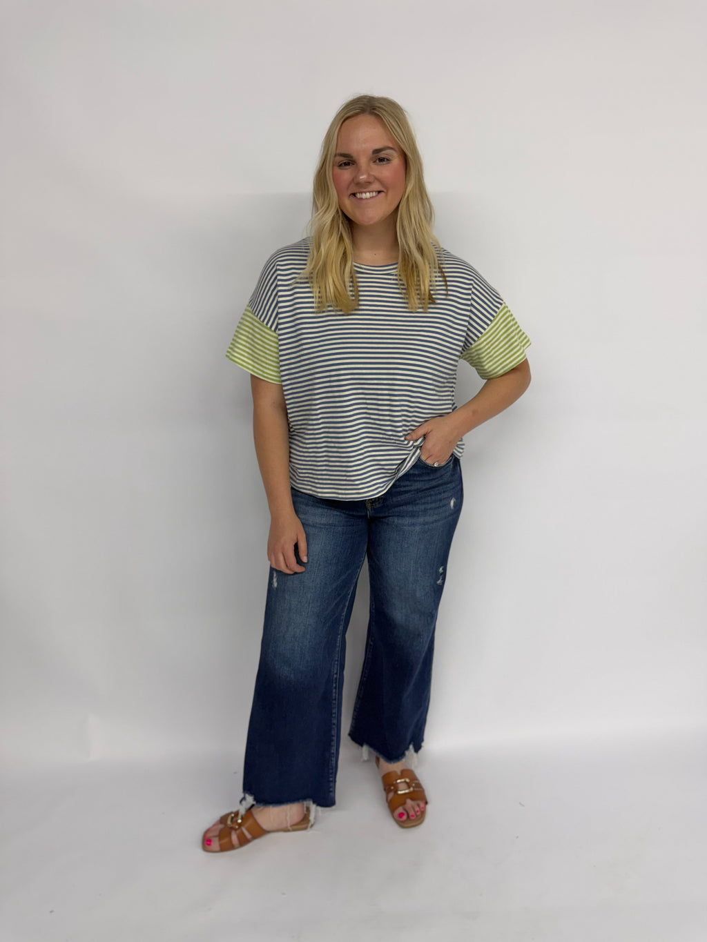Denim Mix Striped Top