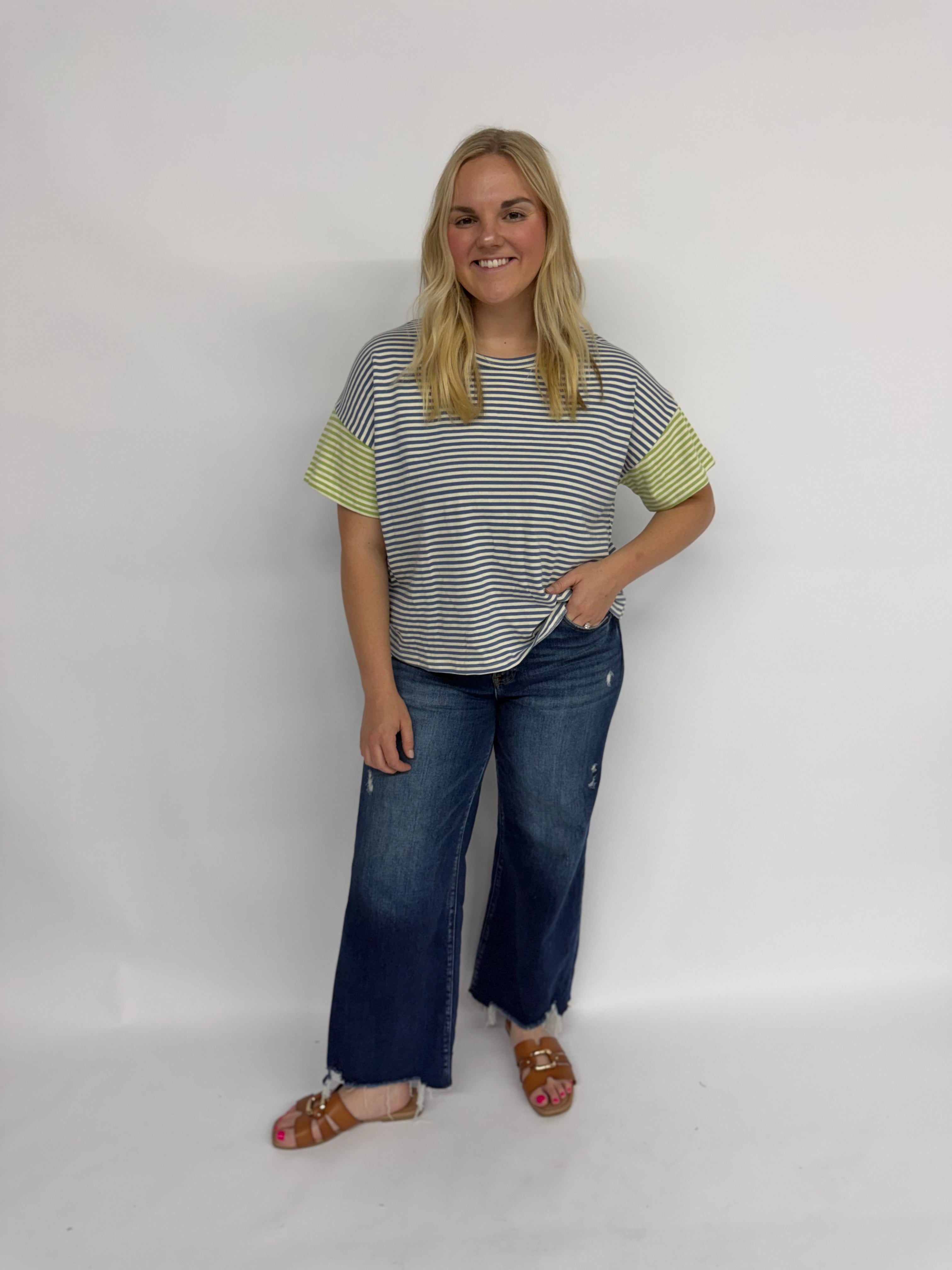 Denim Mix Striped Top