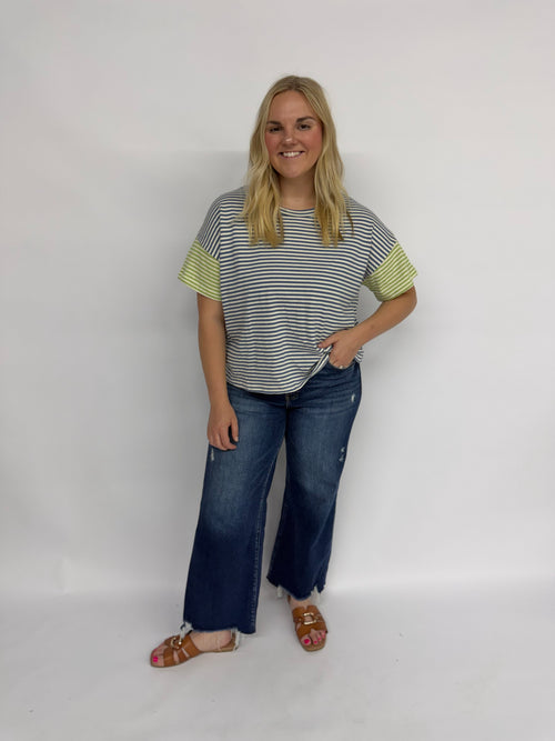 Denim Mix Striped Top