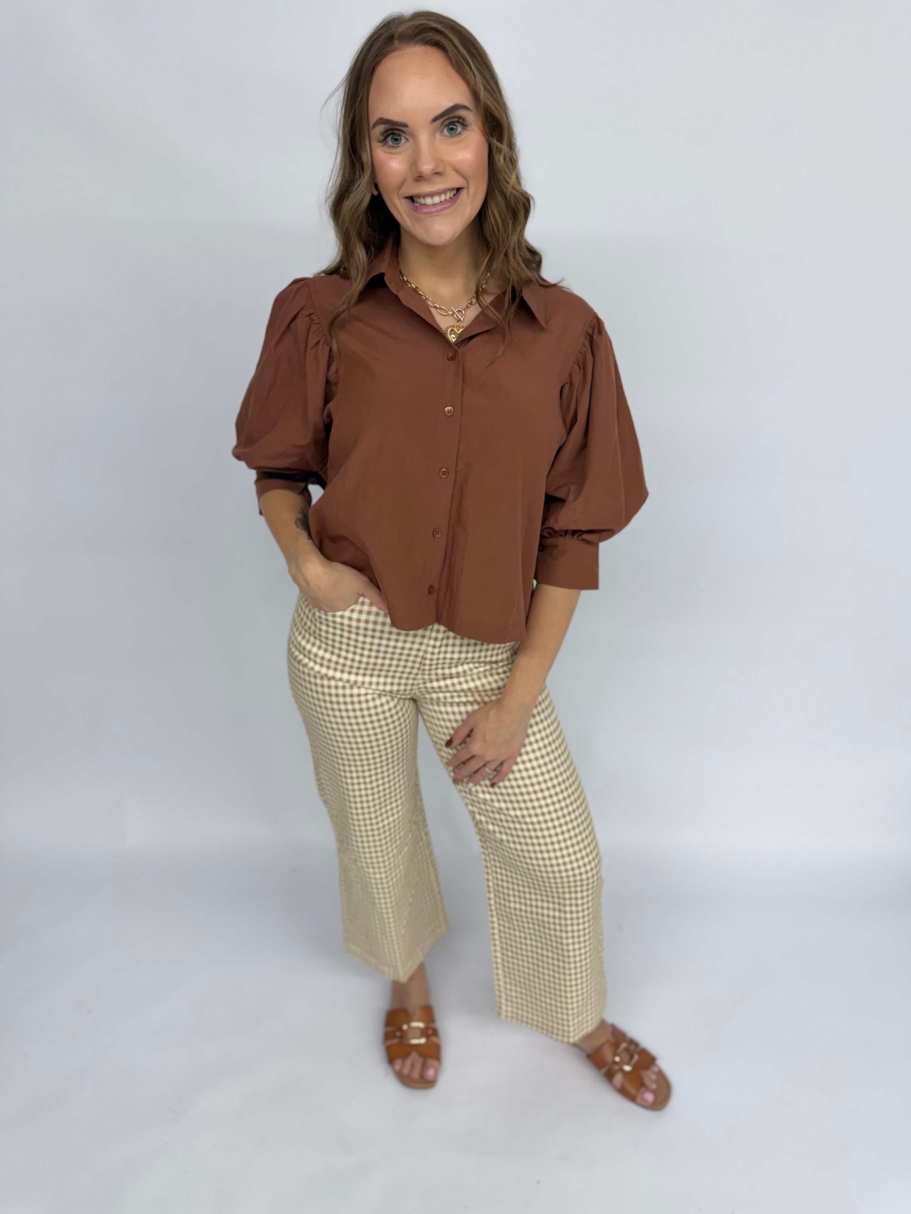 Brown Gingham Pants