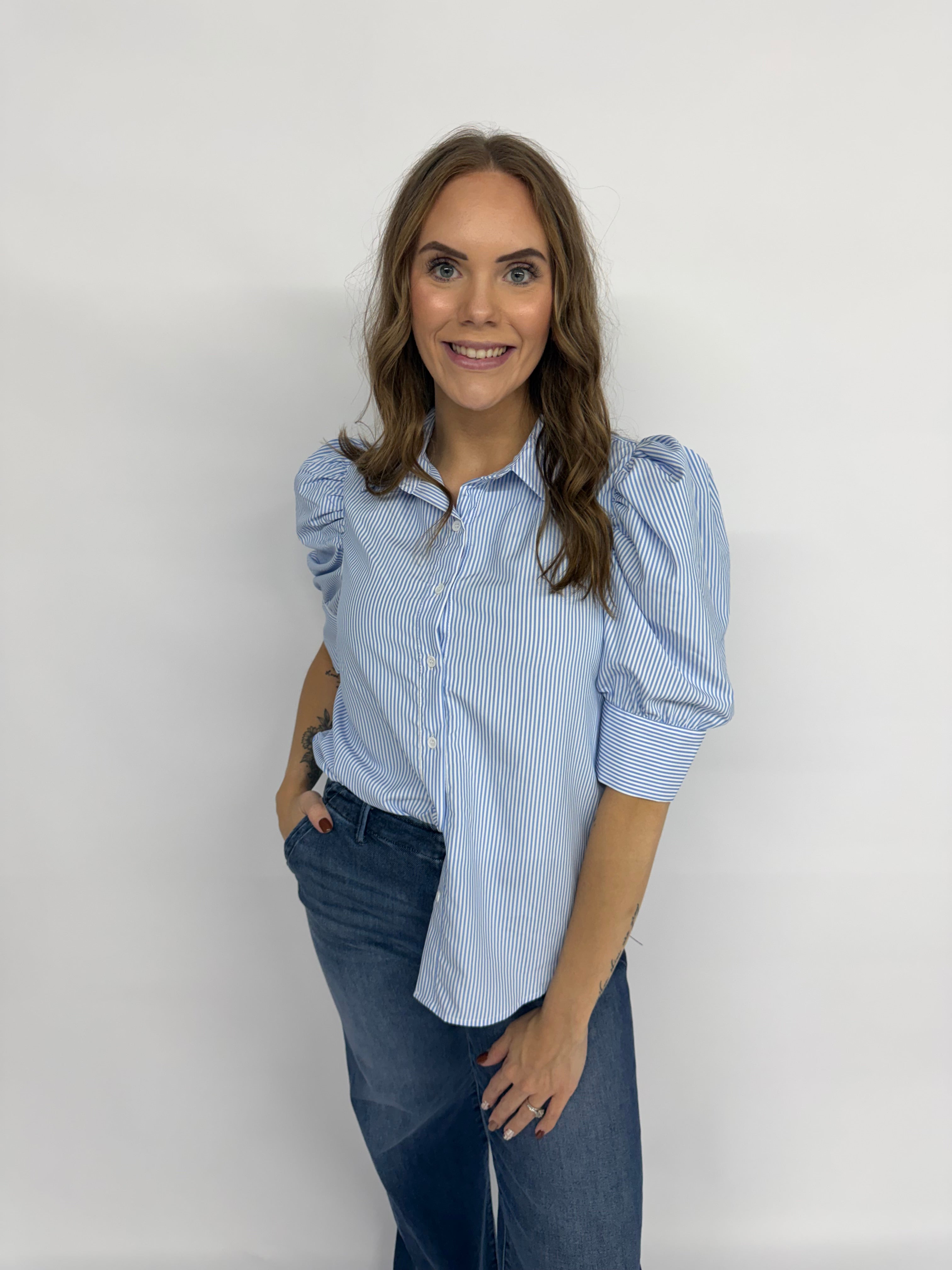 The Lillie Blouse- Blue
