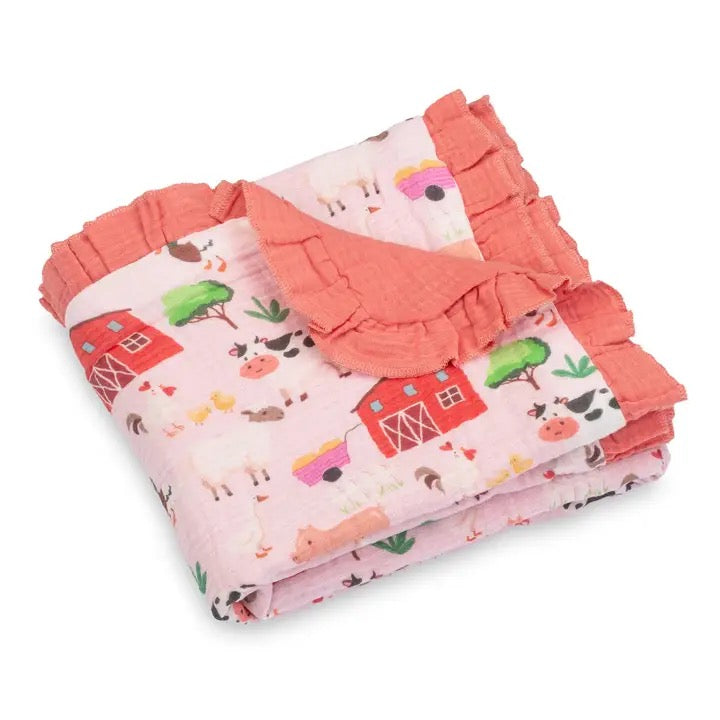Pink Farm Muslin Quilt Blanket