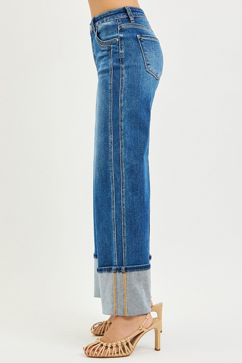 The Savannah Wide Leg Cuffed Jeans