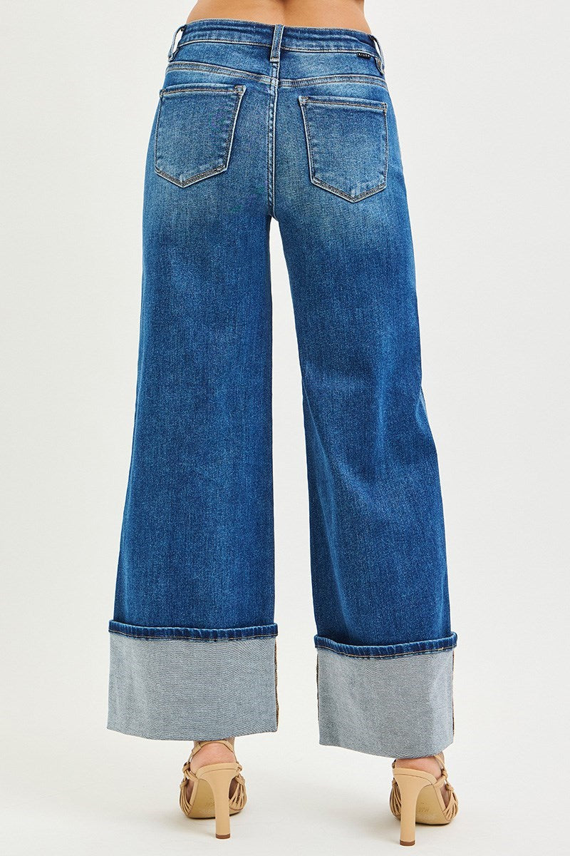 The Savannah Wide Leg Cuffed Jeans